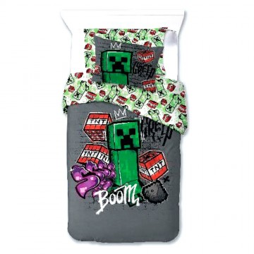 Capa de edredom Minecraft cama 90cm microfibra