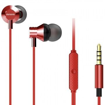 Fones de ouvido intra-auriculares Aiwa ESTM-50RD/com microfone/conector 3.5/vermelho  - 1
