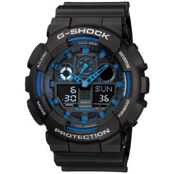 Relógio Casio G-Shock Trend GA-100-1A2ER/ 55 mm/ preto e azul analógico e digital CASIO - 1