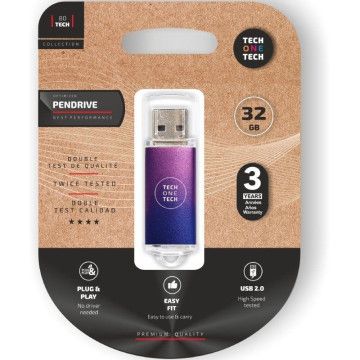 Unidade Flash 32GB Tech One Tech Be Fade USB 2.0/Gradiente Roxo