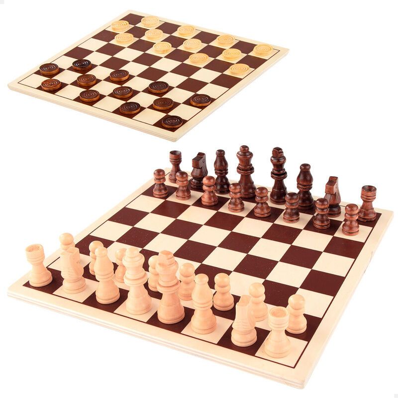 Damas de madeira e jogo de xadrez CB TOYS - 1