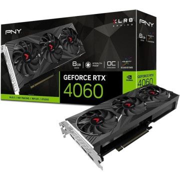 PNY GeForce RTX 4060 XLR8 Gaming VERTO EPIC-X RGB com overclock triplo ventilador/placa gráfica 8GB GDDR6  - 1