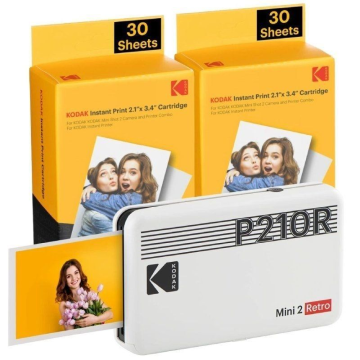 Impressora fotográfica portátil retrô Kodak Mini 2/tamanho da foto 53,3x86,3mm/inclui 2x papel fotográfico/branco KODAK - 1